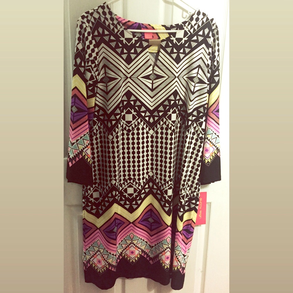 Colorful summer dress, quarter sleeve